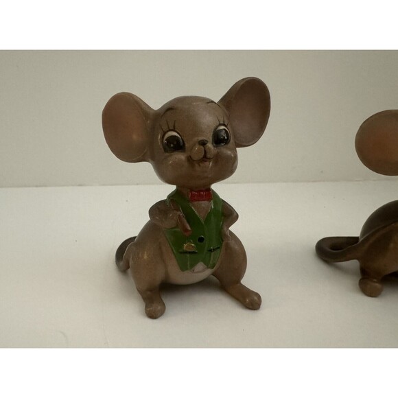 Vintage Josef Originals Mouse Lot of 5 Figurines Ceramic Phone Bride Vest Bonnet - Picture 7 of 11